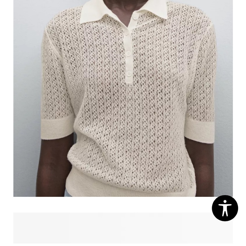Zara Saintart Cream Knit Polo Top - Picture 2 of 9